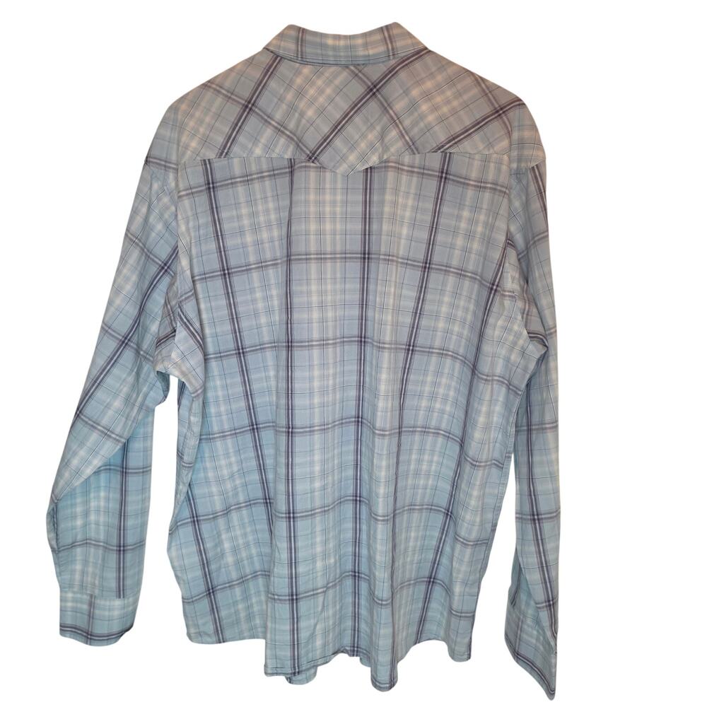 Ariat Men's XXLHarry Retro Light Blue Shadow Plaid Fitted Snap Shirt Western - Picture 5 of 11